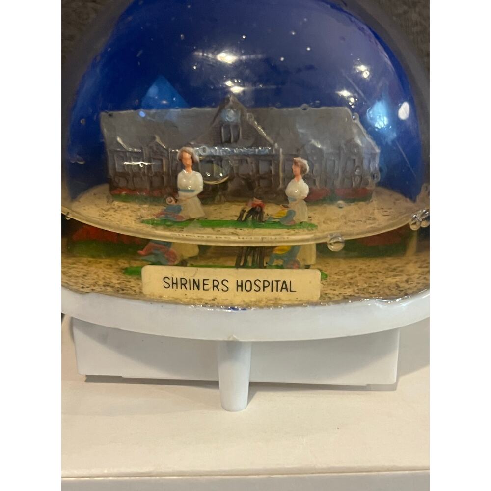 Vintage snow dome globe Shriners Hospital Nurses lights up 1960s- New old stock
